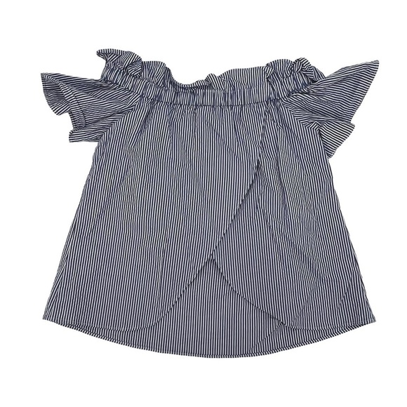 RACHEL Rachel Roy Blue White Striped Off Shoulder Peasant Top Size XS Women’s - Picture 3 of 7